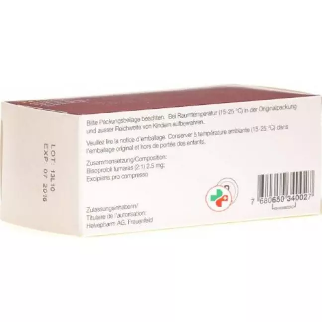 Bisoprolol Helvepharm 2.5 mg 100 tablets Bisoprolol Helvepharm 2.5 mg 100 tablets