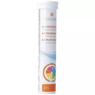 Livsane AZ мультивитаминные шипучие таблетки со вкусом апельсина Ds 15 шт.