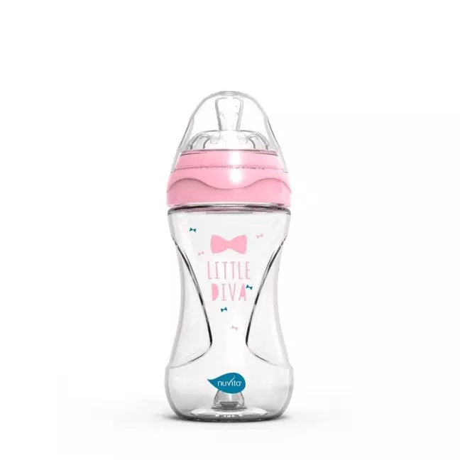 NUVITA Glasflasche 240ml Anti-Kolik pink 3M+