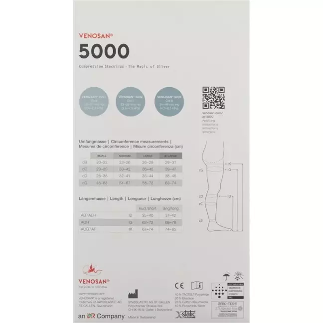 VENOSAN 5002 A-GH KKL2 M с длинными резьбовыми соединениями, Мексика, 1 пара