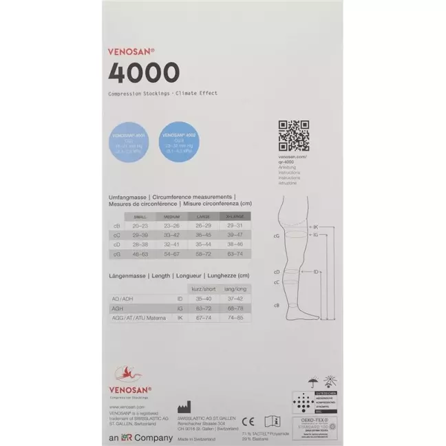 Venosan 4001 A-GH KKL1 L длинные закрытые черные мужские 1 пара