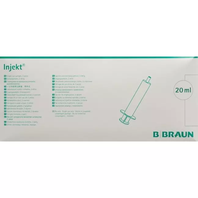 Инъекционные шприцы Braun 20 мл с Луэр-Локом 100 шт. Инъекционные шприцы Braun 20 мл с Луэр-Локом 100 шт.