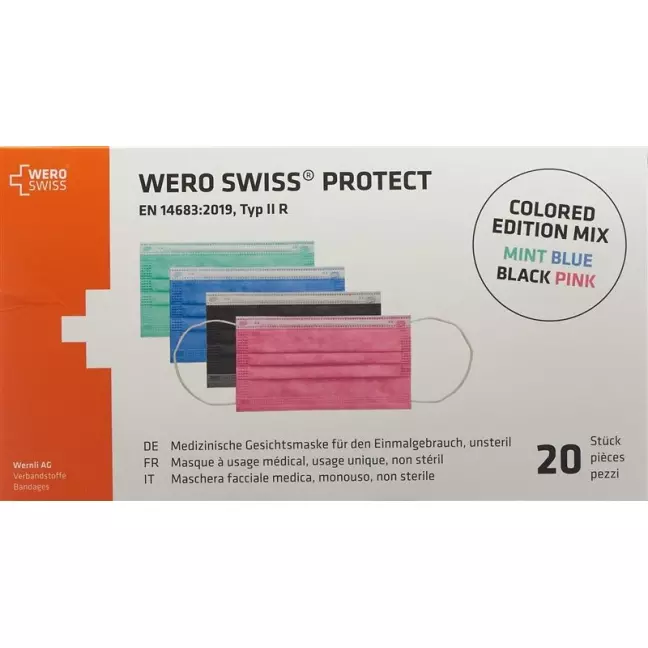 WERO SWISS Protect Mask Тип IIR цветная смесь WERO SWISS Protect Mask Тип IIR цветная смесь
