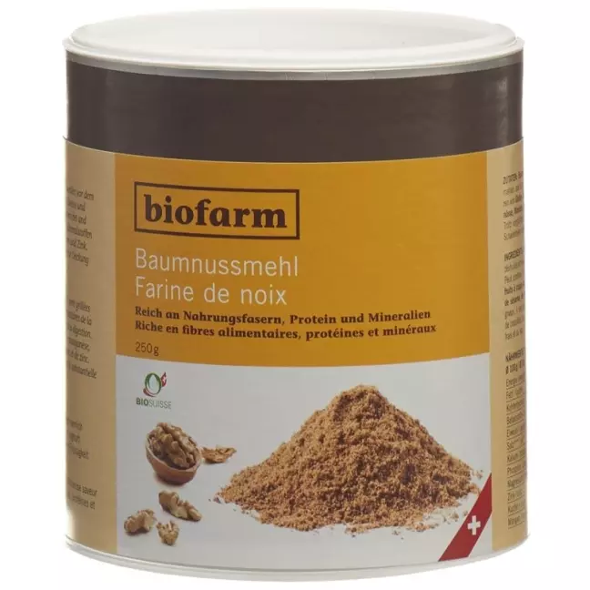 Biofarm Baumnussmehl Knospe Ch Dose 250g Biofarm Baumnussmehl Knospe Ch Dose 250g