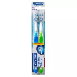 Trisa Flexible White Toothbrush Medium Duo