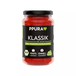 Ppura Sugo Klassik Tomanten & Basilikum Bio 340g