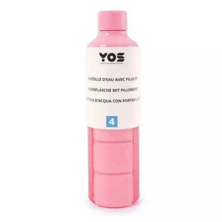 Yos Bottle ежедневный дозатор 375мл с 4 отделениями розовый