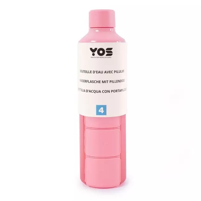 Yos Bottle ежедневный дозатор 375мл с 4 отделениями розовый